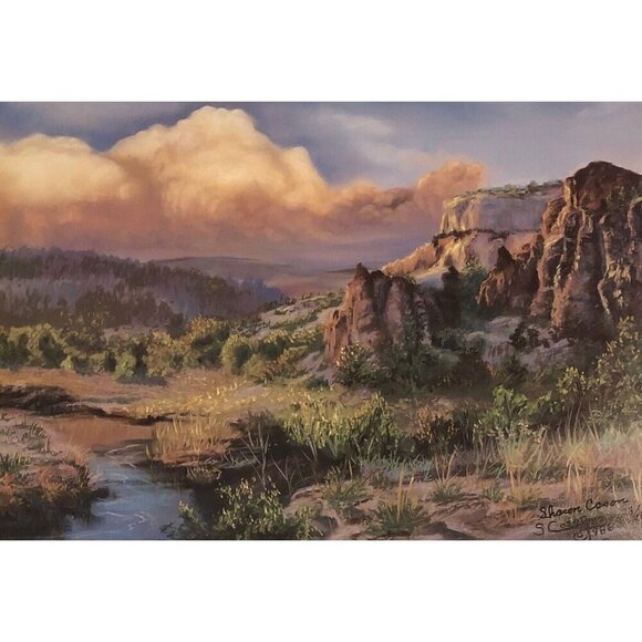 VTG 22"X17" Signed Number Landscape Art PRINT Desert Splendor SHARON CASON 1986 - Picture 2 of 7